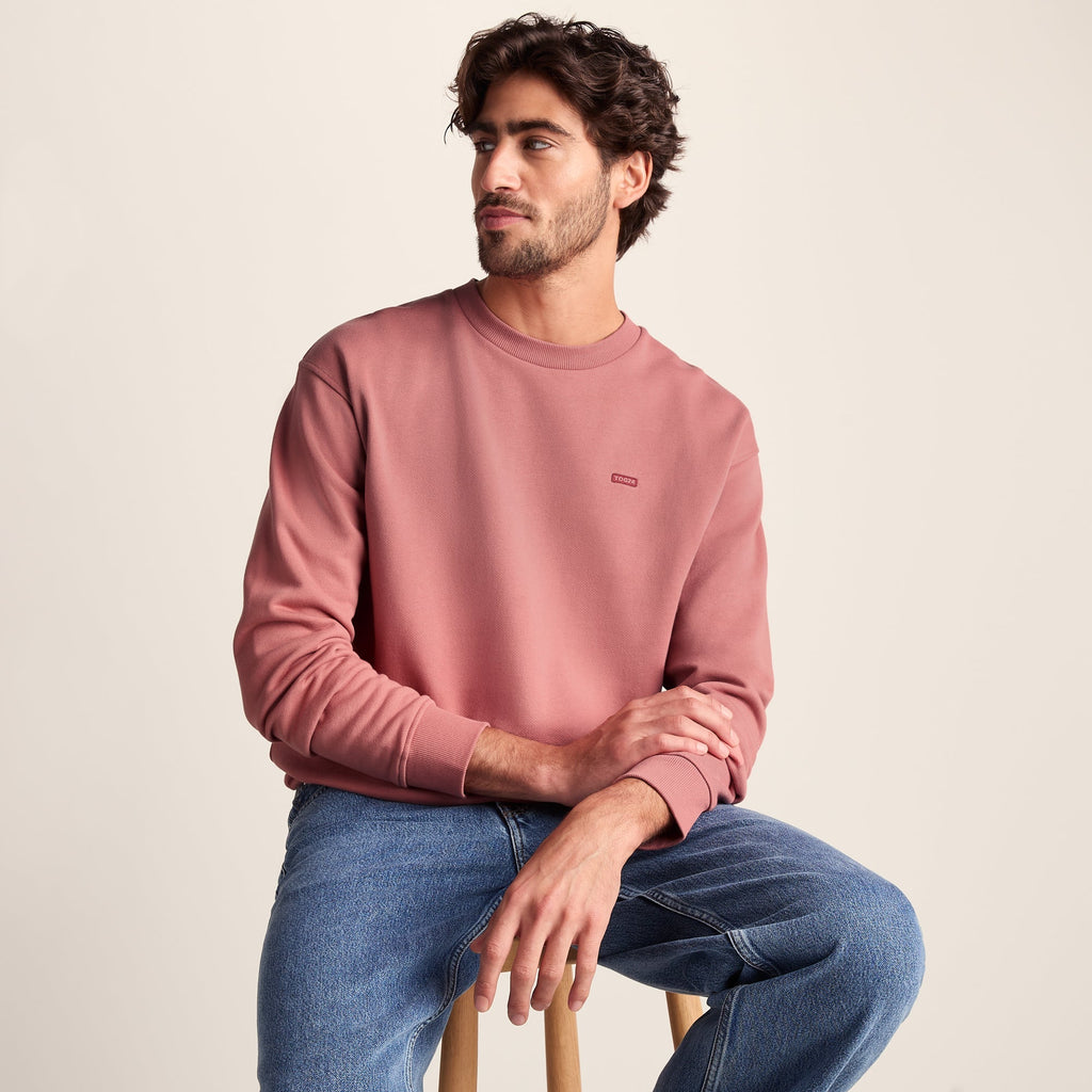 Warren Mens Relaxed Fit 100% Cotton Heavyweight Sweat - Redwood - Image 5