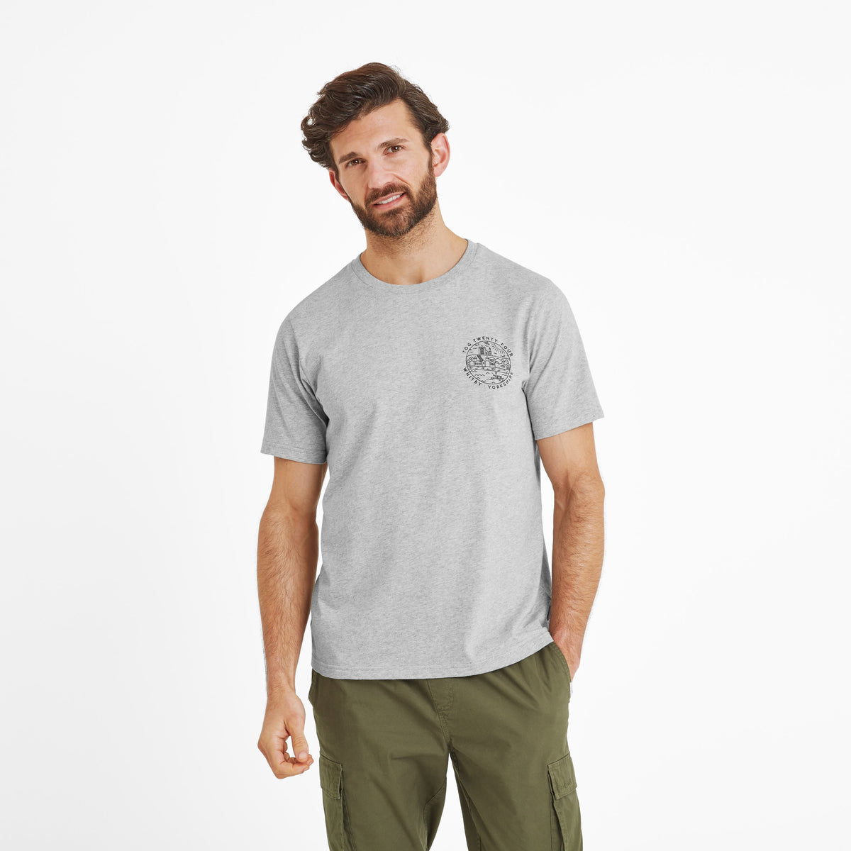 Whitby Mens 100% Cotton Supersoft T-Shirt - Light Grey Marl - Image 3