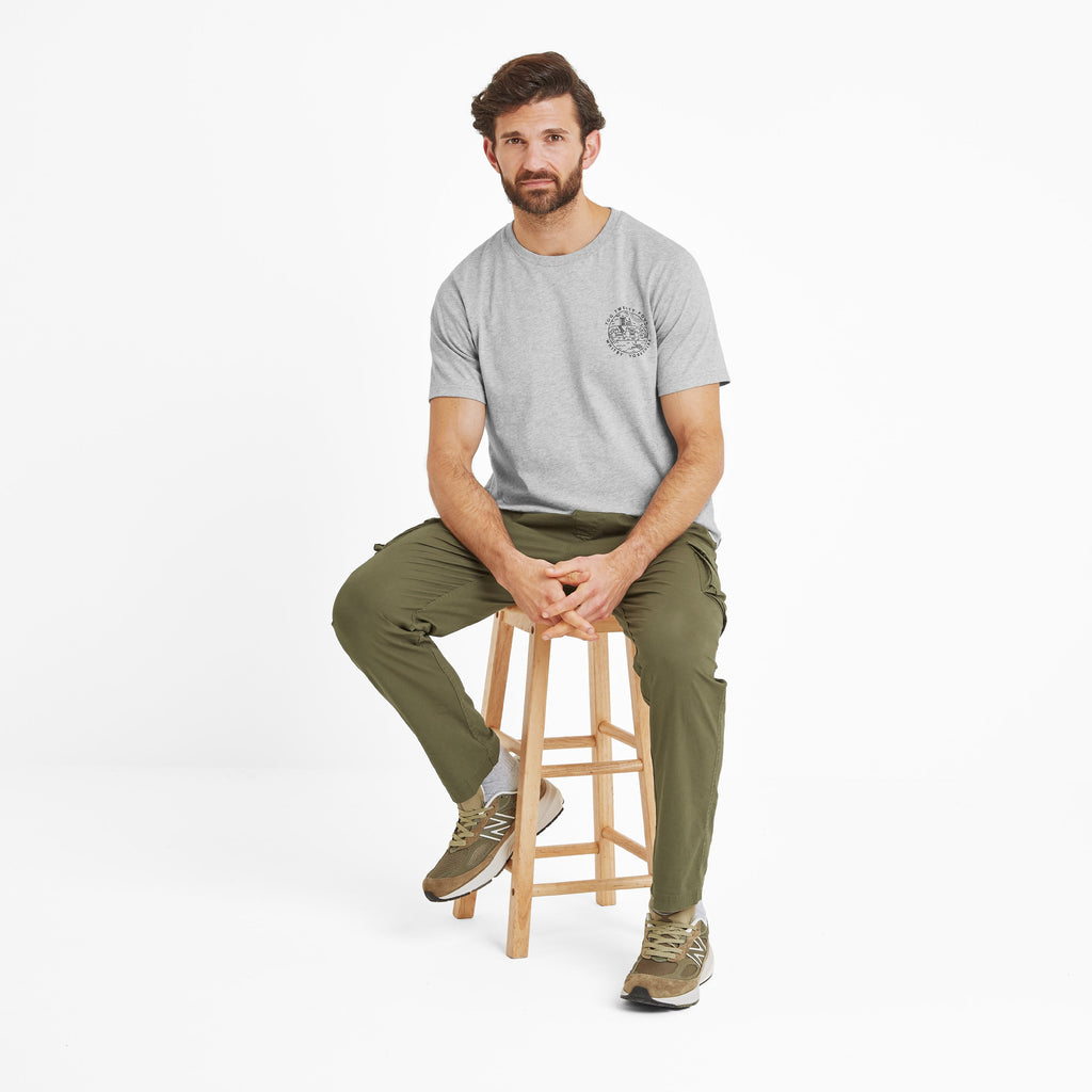 Whitby Mens 100% Cotton Supersoft T-Shirt - Light Grey Marl - Image 4