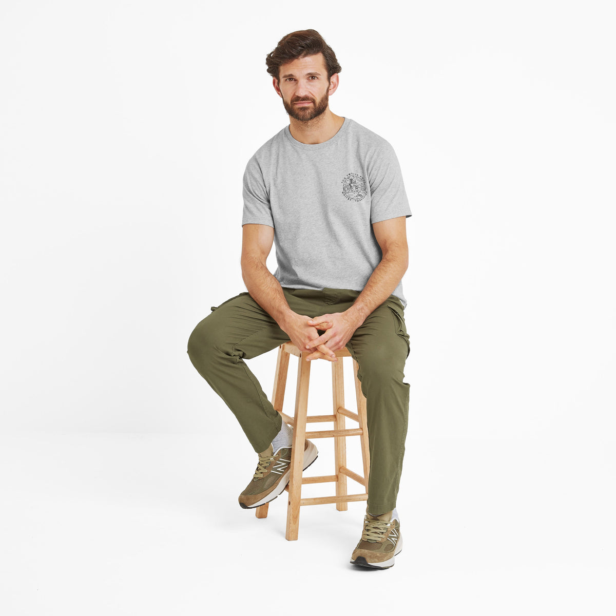 Whitby Mens 100% Cotton Supersoft T-Shirt - Light Grey Marl - Image 4