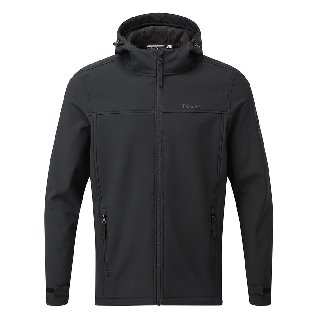 Feizor Mens Shower Resistant Softshell Hooded Jacket - Black - Image 7