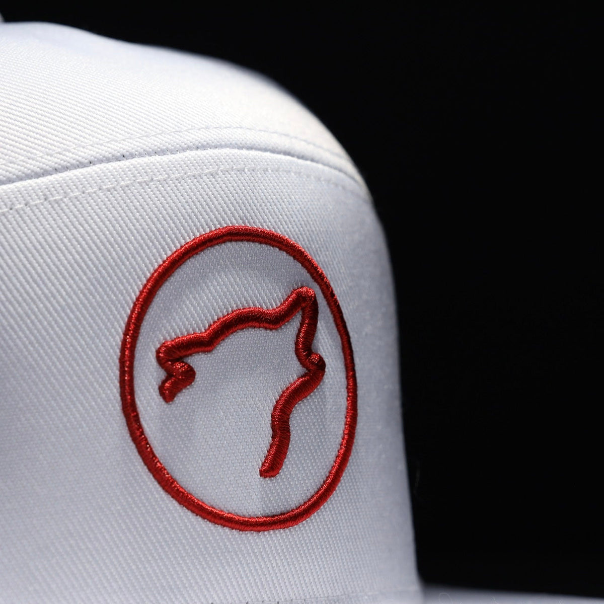 Flat Bill Snapback Hat Arctic White Savage Red Accents - Image 3