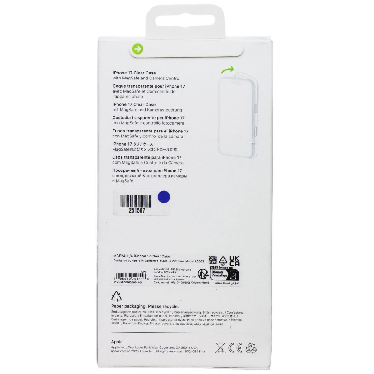 Apple Official Clear Case for MagSafe with Camera Control for iPhone 17 - Clear - New - Image 5