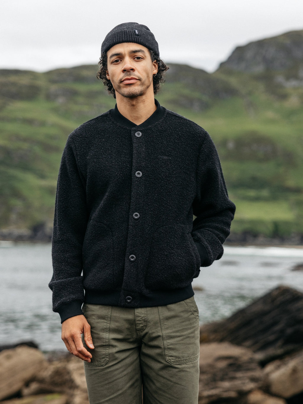 Men's Portell Wool Fleece Bomber Jacket - Image 2