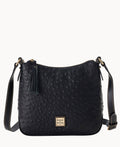 Ostrich Crossbody Hobo - Black Black