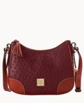 Ostrich Crossbody Hobo - Bordeaux