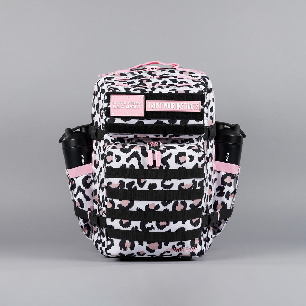 45L Backpack Leopard Pink Zip - Image 6