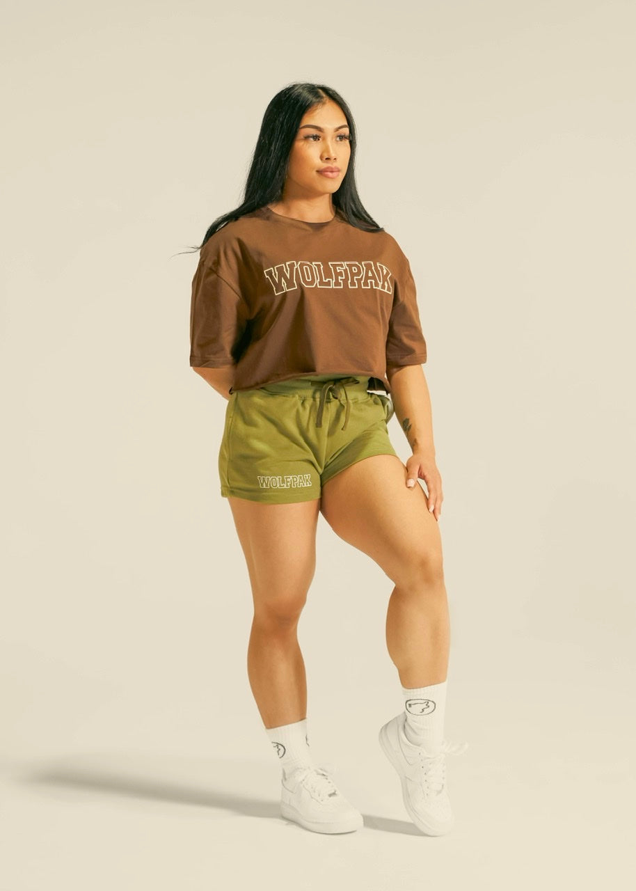 Women's Varsity Cropped Tee Mocha Brown - Image 4