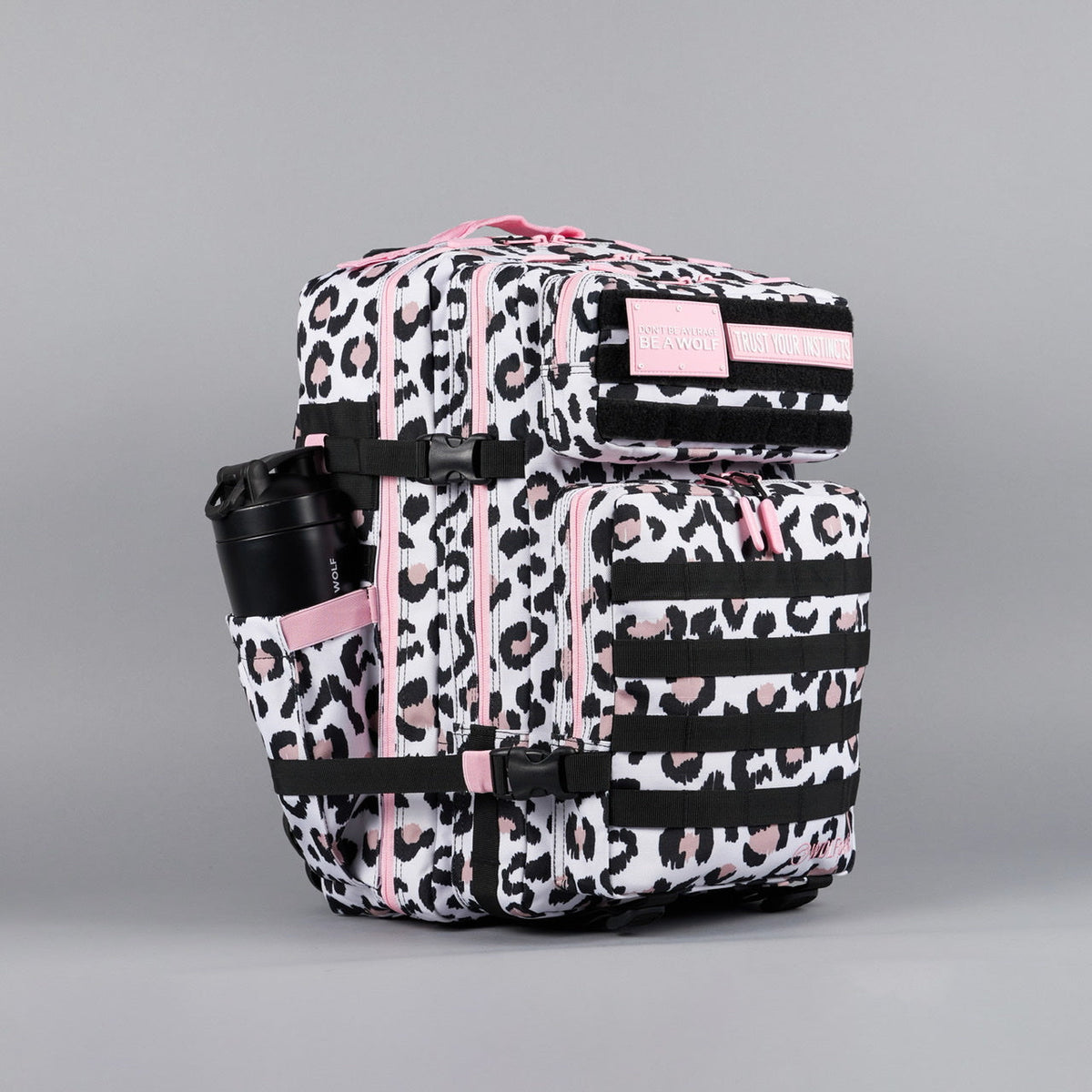 45L Backpack Leopard Pink Zip - Image 7