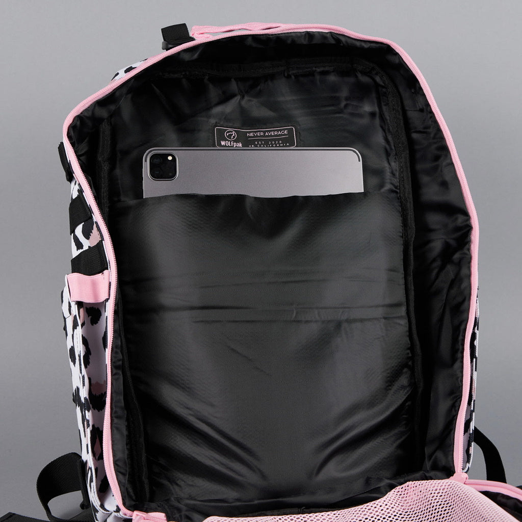 45L Backpack Leopard Pink Zip - Image 20