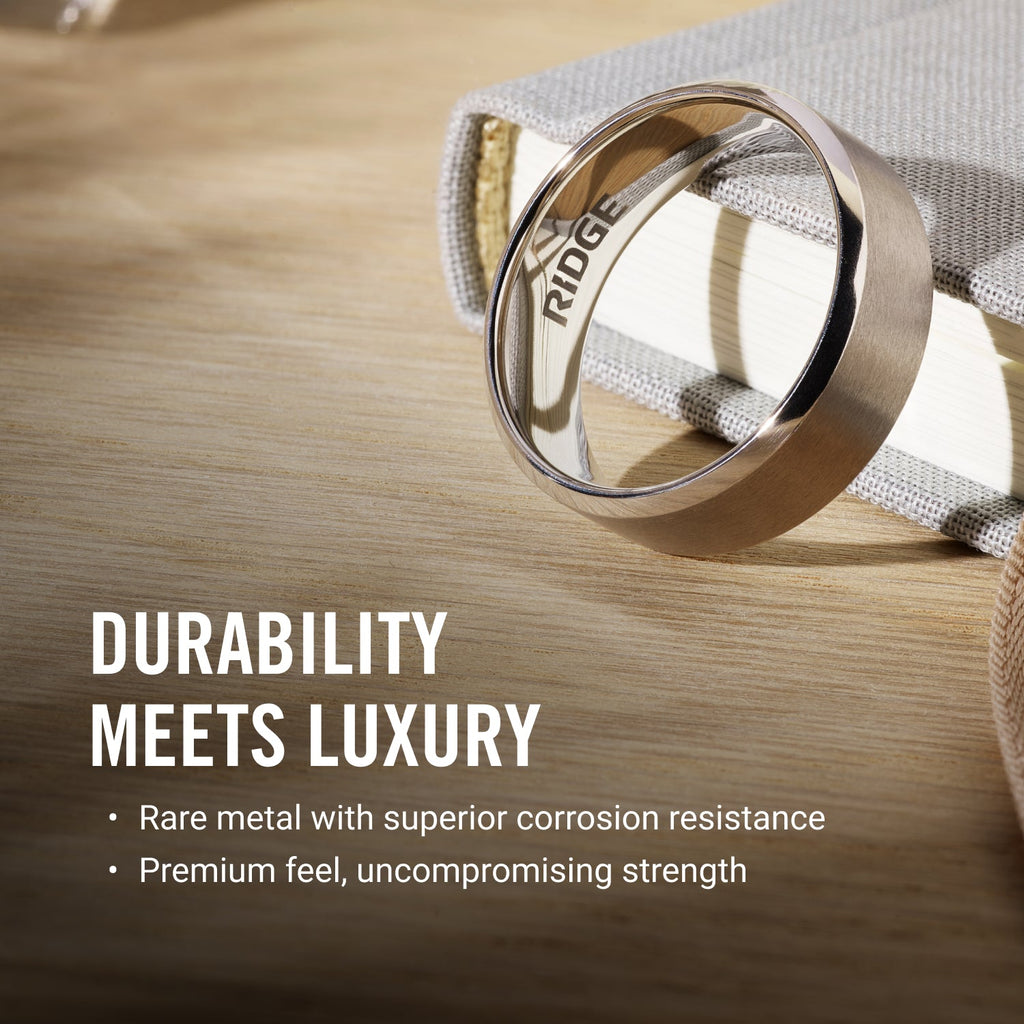 Ridge 8mm Beveled Ring Set - 24K Gold | Tantalum - Image 11