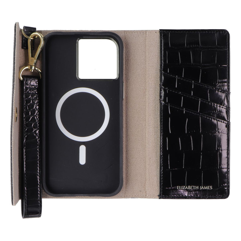 Elizabeth James Wristlet Folio for MagSafe for iPhone 15 Pro Max - Black Croc - New - Image 2