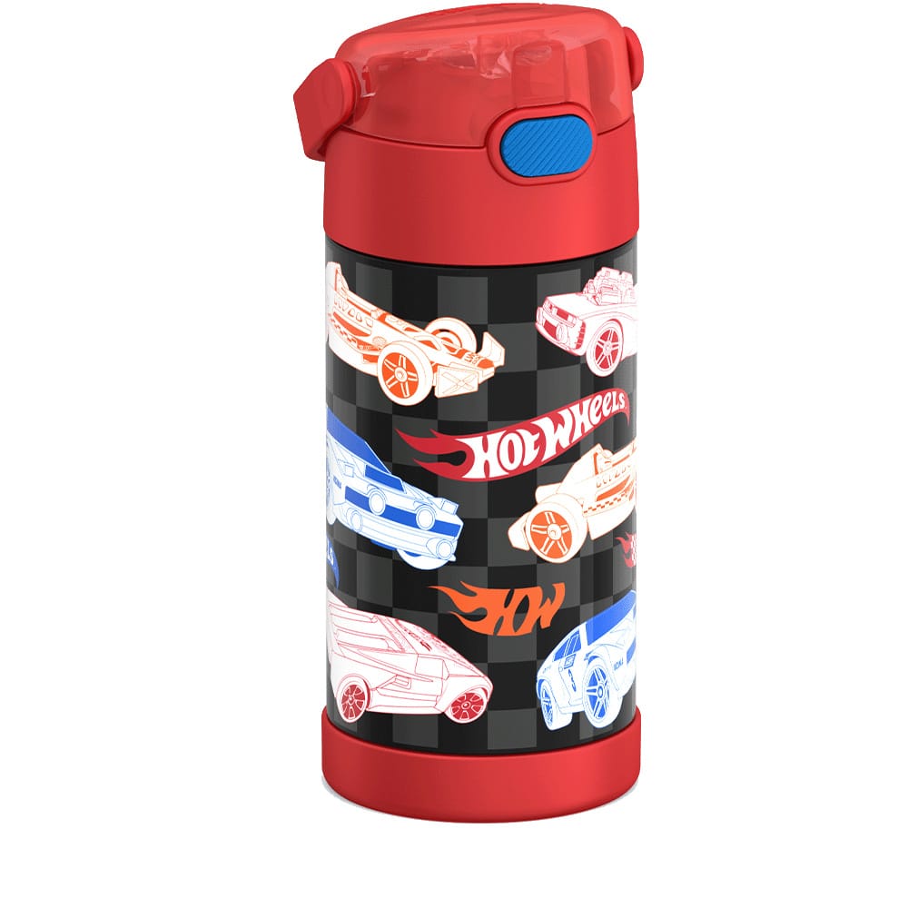 Thermos FUNtainer Vacuum Insulated Stainless Steel Straw Water Bottle 12oz - Hot Wheels - Image 3