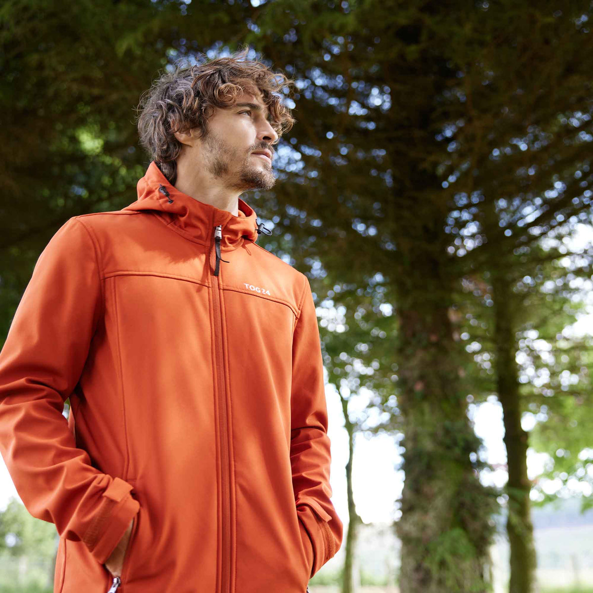 Feizor Mens Shower Resistant Softshell Hooded Jacket - Burnt Orange - Image 3
