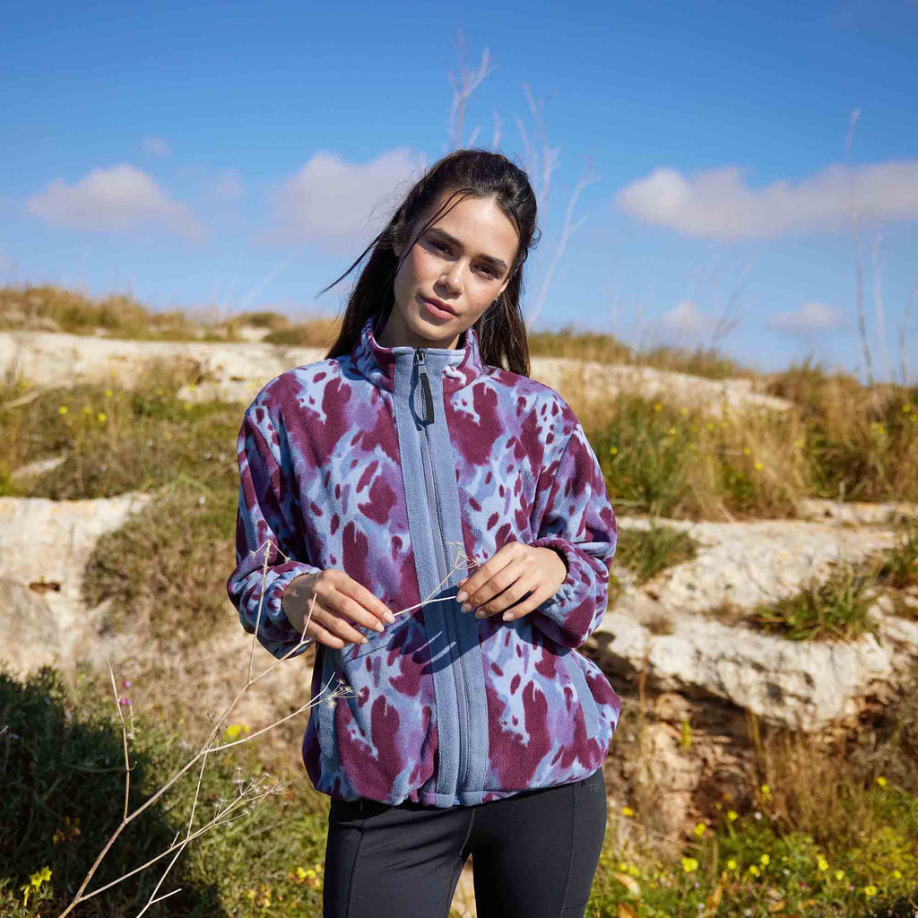 Firan Womens Relaxed Fit Microfleece Jacket - Smokey Blue Print - Image 2