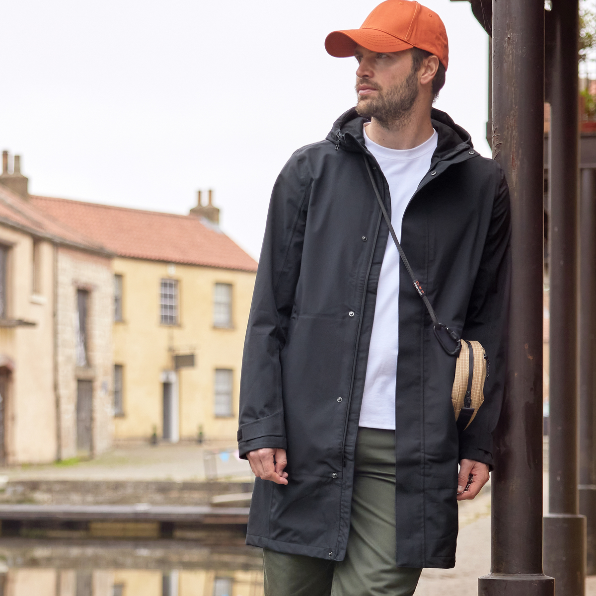 Glenton Mens Long Waterproof Jacket - Black - Image 2