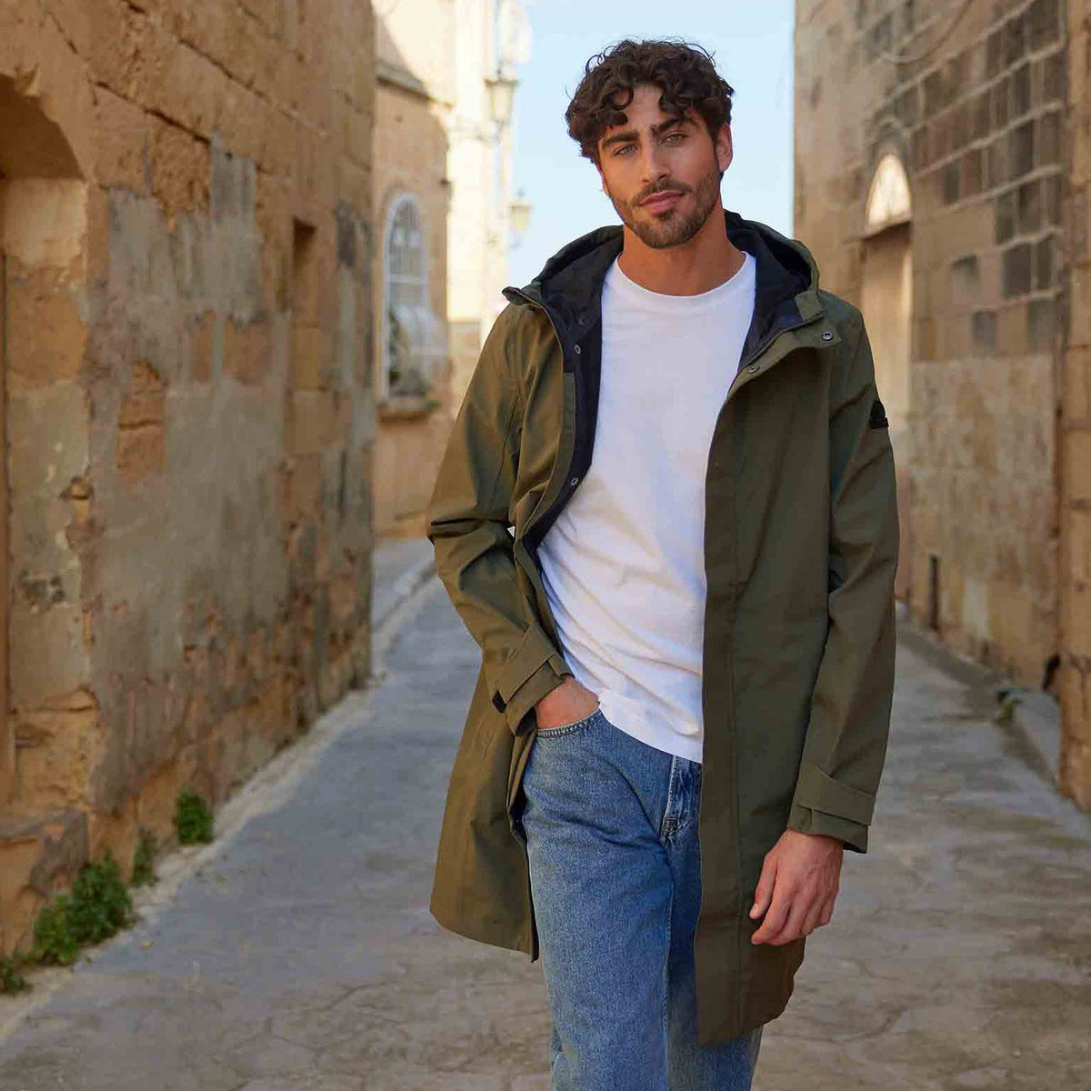 Glenton Mens Long Waterproof Jacket - Moss Green