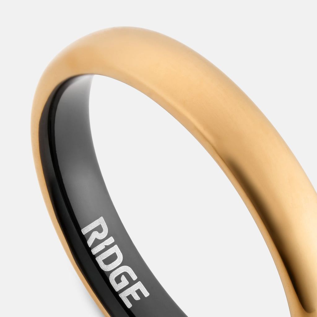 Ridge 4mm Rounded Ring Set - 24K Gold - Image 5
