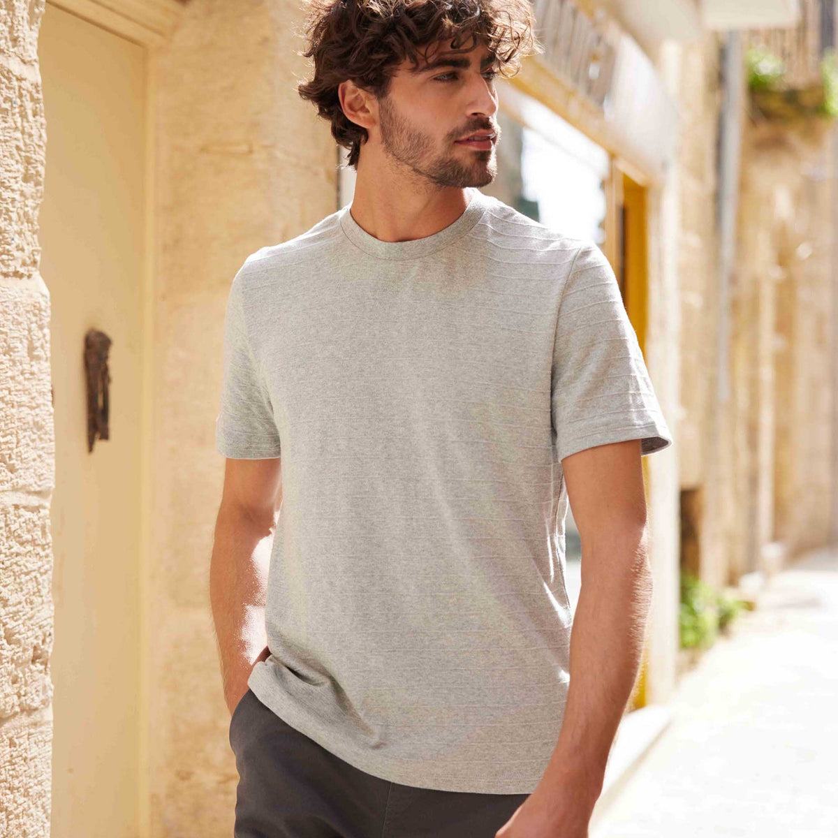 Goodman Mens Supersoft T-Shirt - Light Grey Marl - Image 6