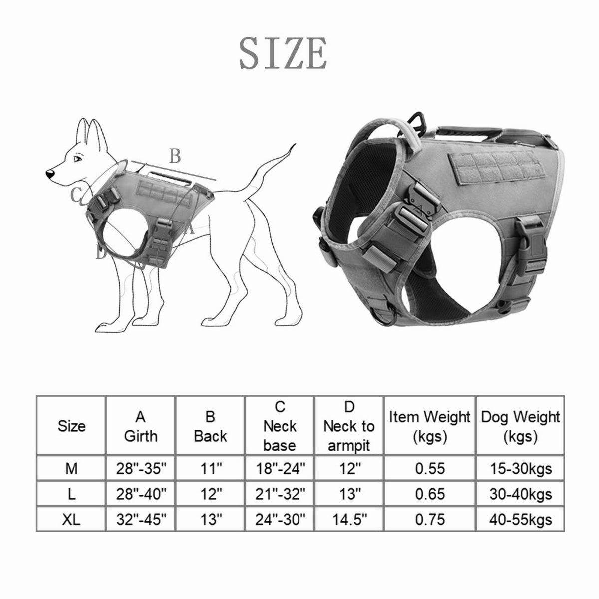Alpha Black Tactical Dog Vest Harness - Image 3