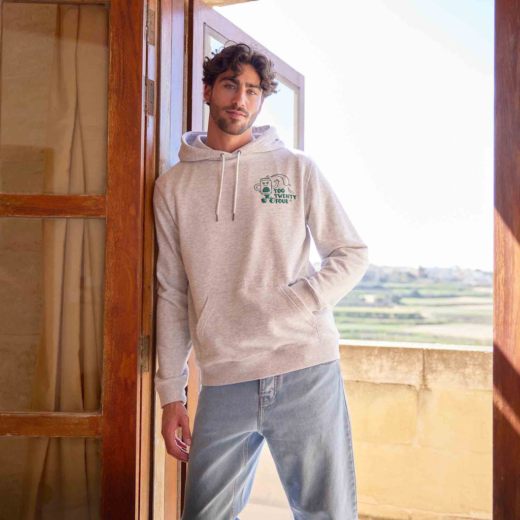 Malley Mens Relaxed Fit Supersoft Hattie Clark Hoody - Light Grey Marl - Image 2