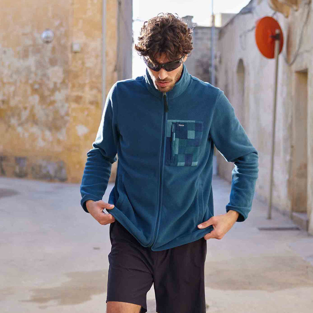 Miles Mens Relaxed Fit Microfleece Jacket - Inky Blue - Image 2