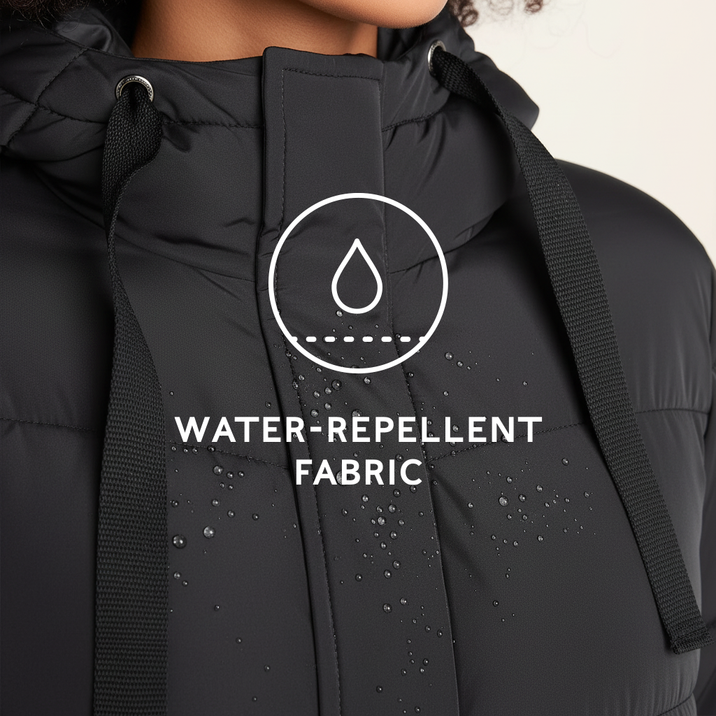 Raleigh Womens Long Insulated Jacket - Washed Black - Image 10