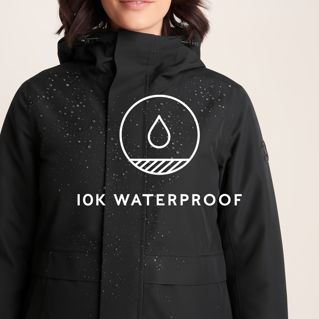 Saunter Womens Long Waterproof Jacket - Black - Image 8
