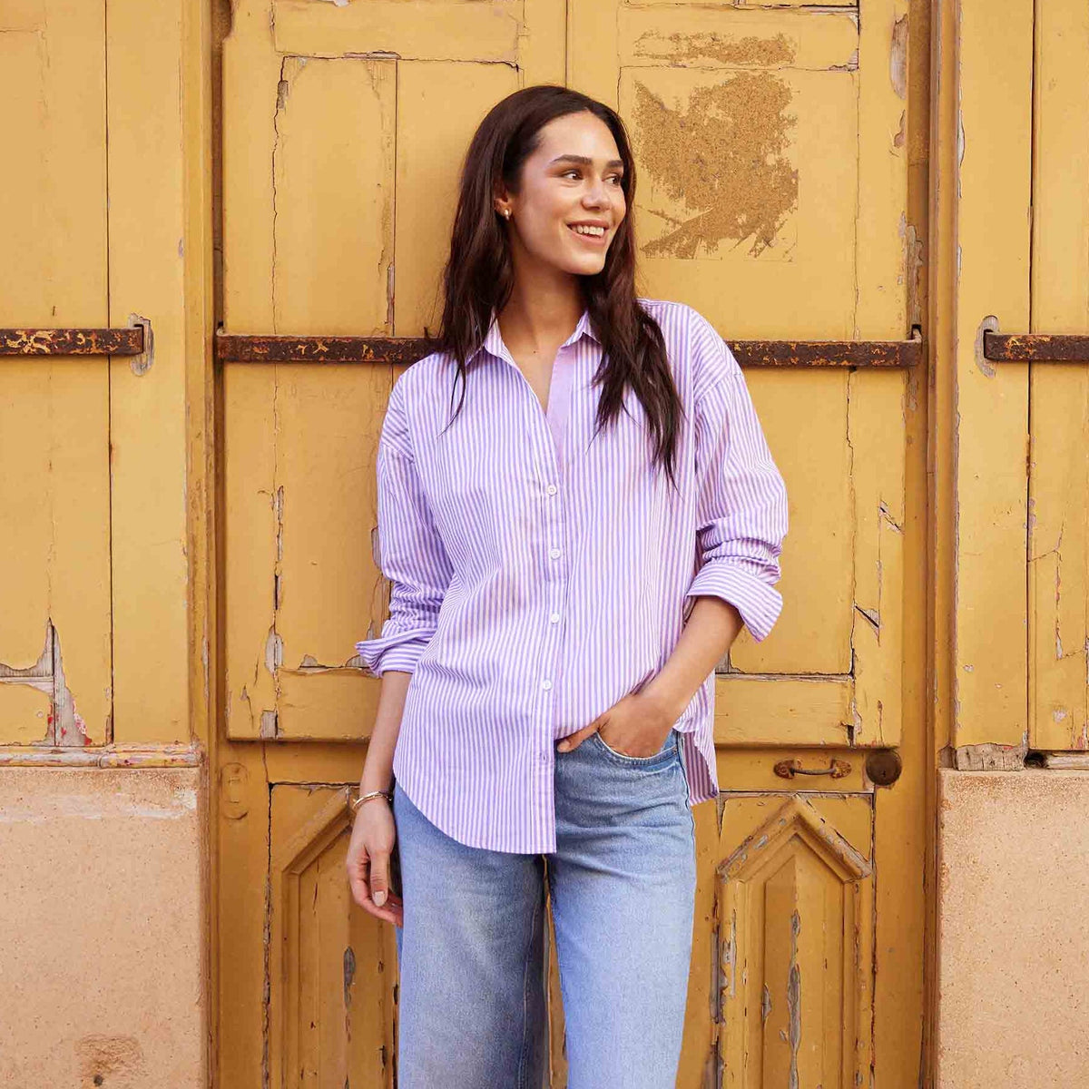 Sofia Womens Long Sleeve Oversized Shirt - Lilac Blossom - Image 2