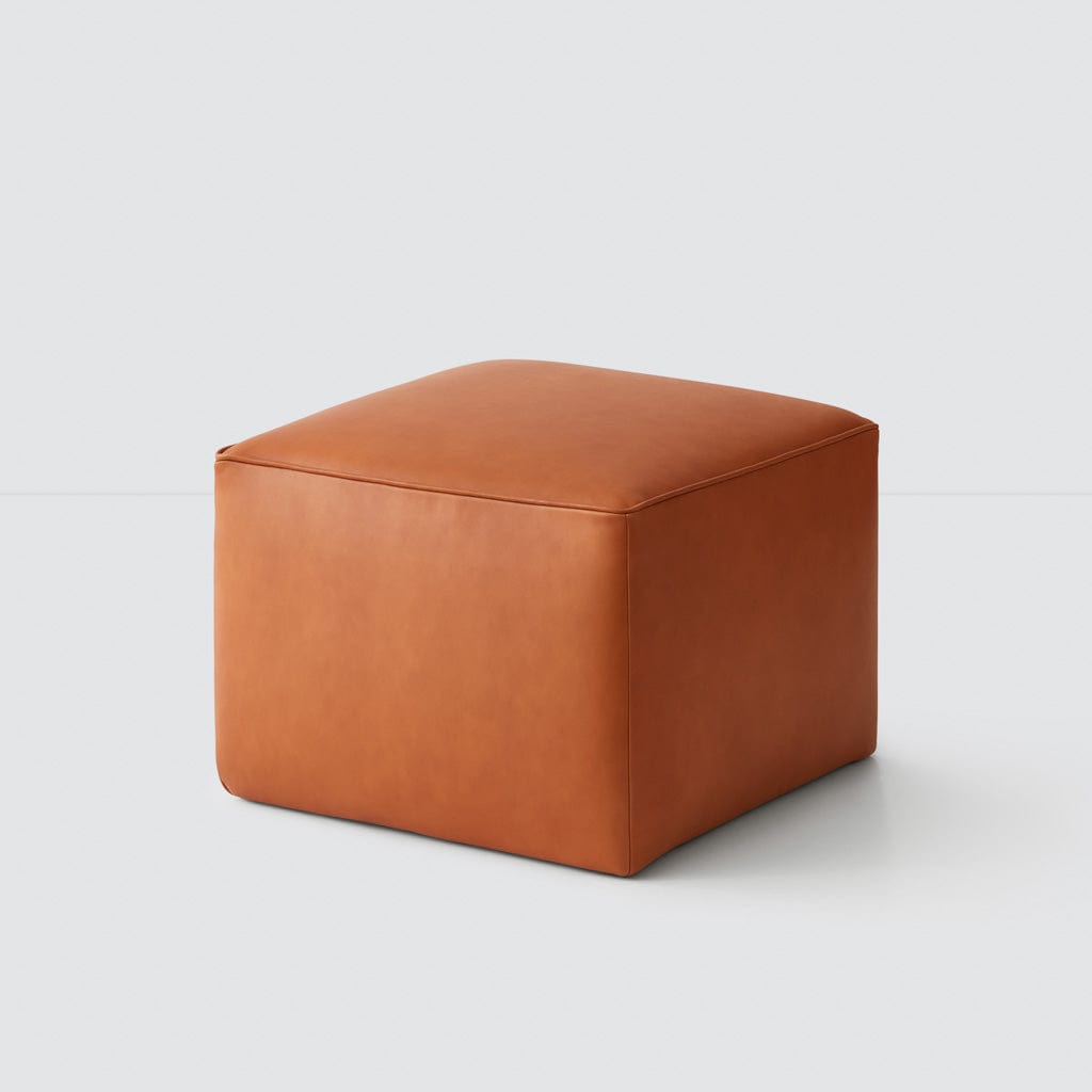 Torres Square Leather Ottoman - Medium & Large - Medium / Caramel