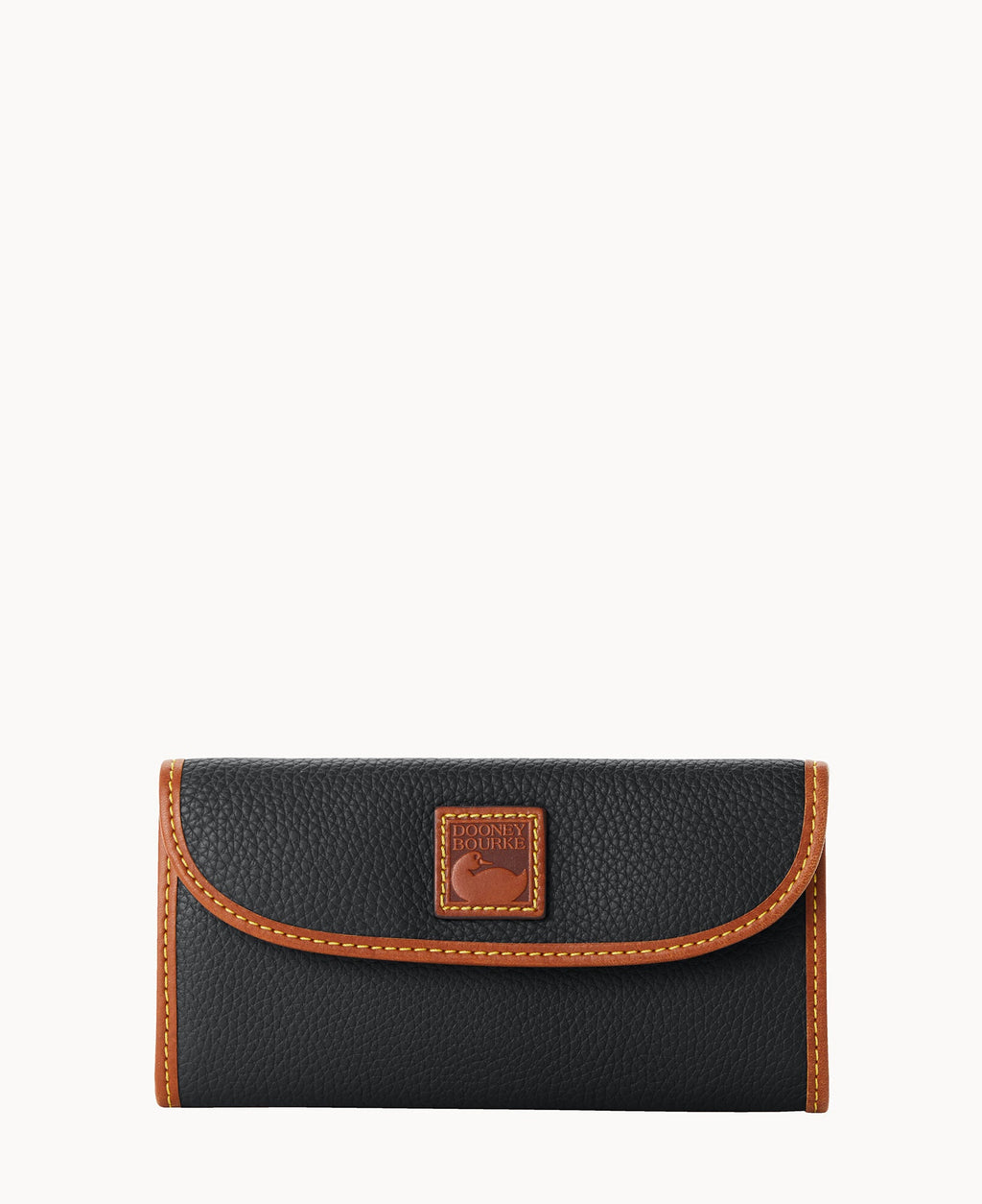 Pebble Grain Continental Clutch - Black