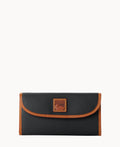 Pebble Grain Continental Clutch - Black