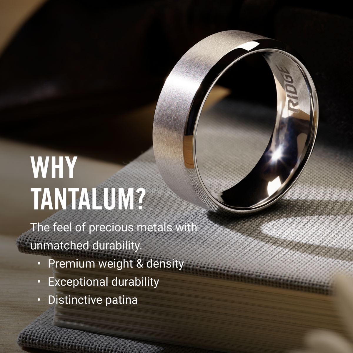 Ridge 8mm Beveled Ring Set - 24K Gold | Tantalum - Image 10