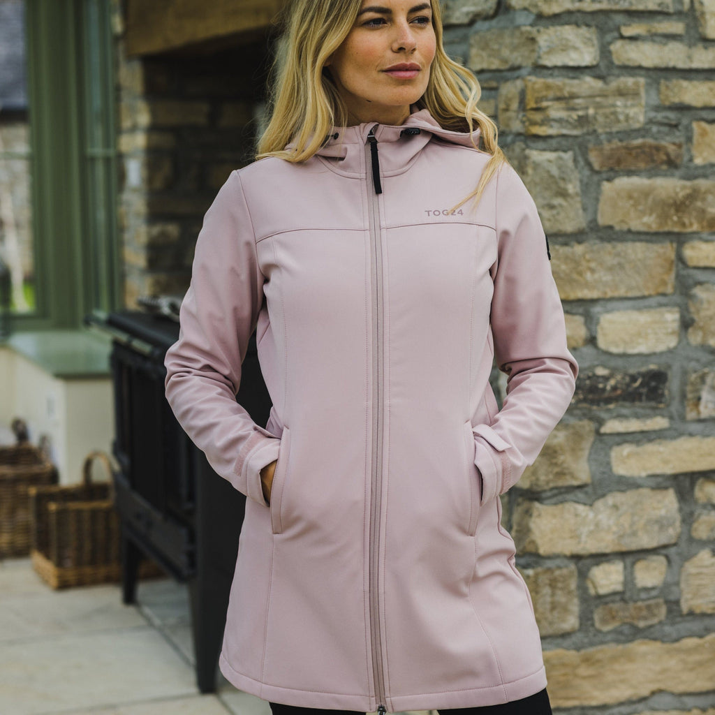 Keld Womens Long Shower Resistant Hooded Softshell Jacket - Dusky Pink - Image 9