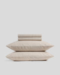 Brushed Cotton Sheet Set - Bone Check TW/XL