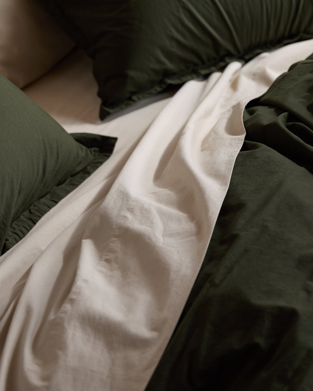 Brushed Cotton Duvet Cover Set - Evergreen F/Q - Image 4