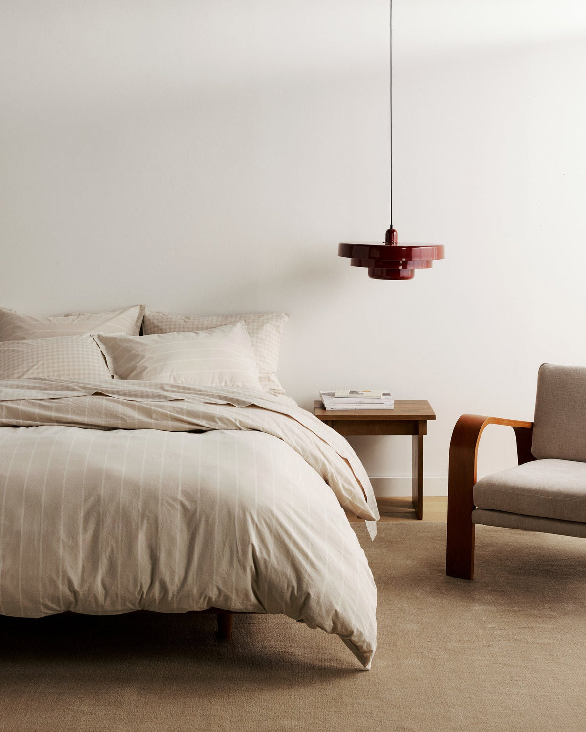 Brushed Cotton Sheet Set - Bone Check F/Q - Image 4