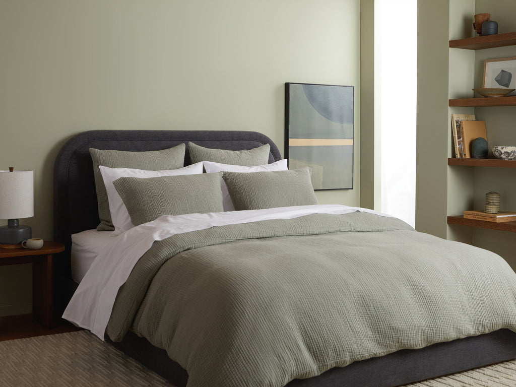 Organic Cloud Cotton Sham Set - FINAL SALE (Heathered Moss) - Image 2