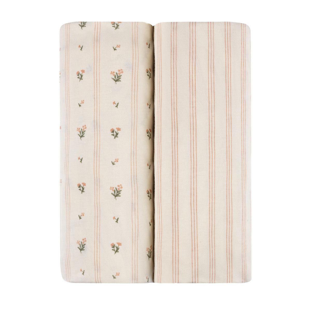 Ely's & Co. 2 Pack Crib Sheets - Linear Floral Collection - Pink - Image 2