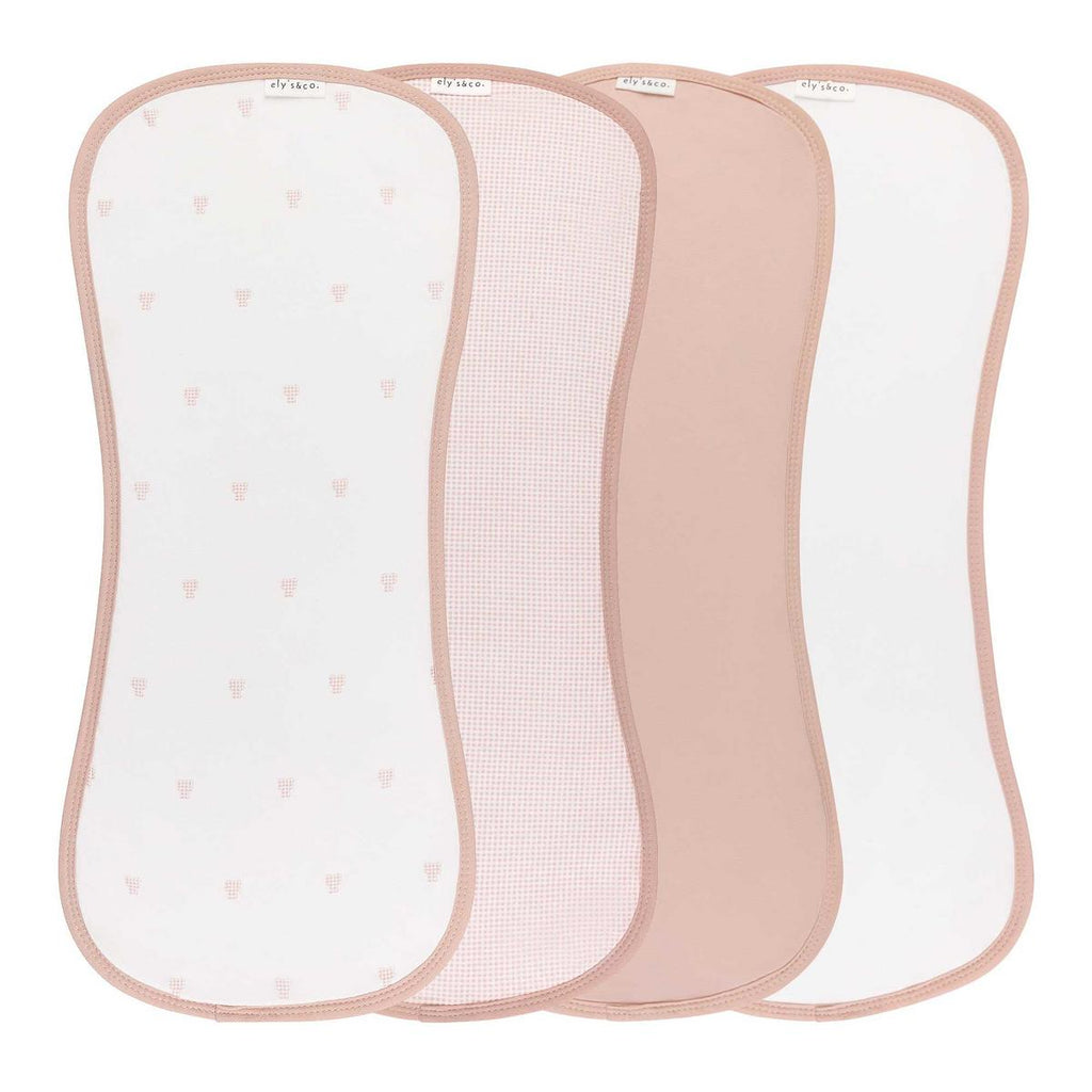 Ely's & Co. 4 Pack Absorbent Burp Cloths - Gingham Bear Collection - Pink - Image 2