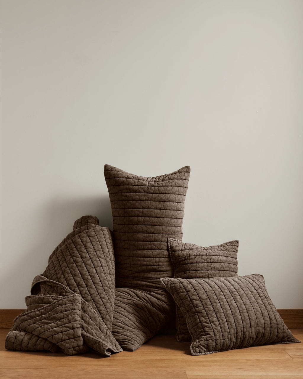 Garment Dyed Channel Sham Set - FINAL SALE (Warm Grey) - Image 5