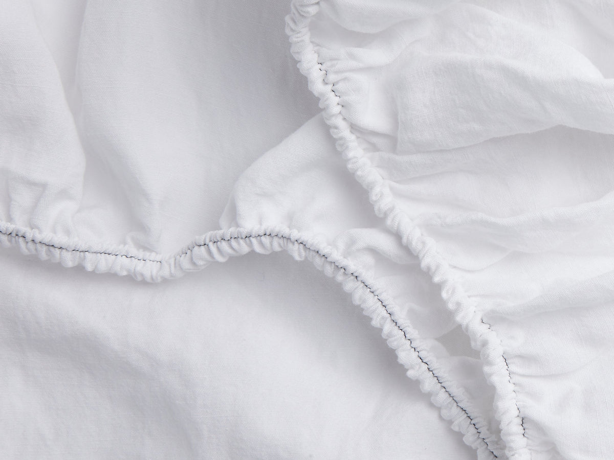 Linen Tencel Fitted Sheet - FINAL SALE (White with Black) - Image 3