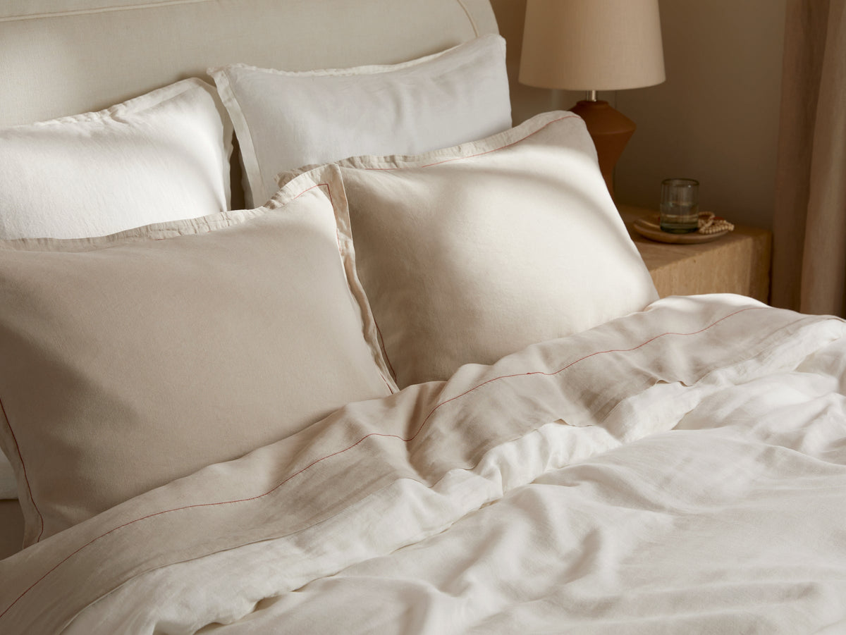 Linen Tencel Top Sheet - FINAL SALE (Bone with Canyon) - Image 2