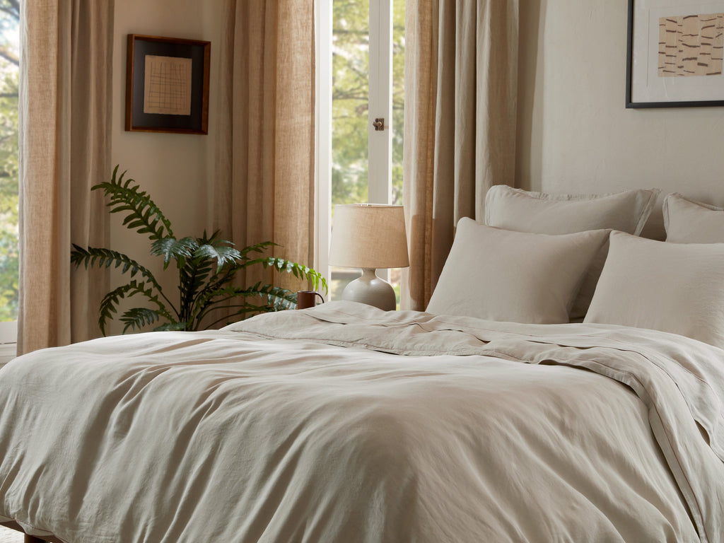 Linen Tencel Fitted Sheet - FINAL SALE (Bone with Canyon) - Image 2