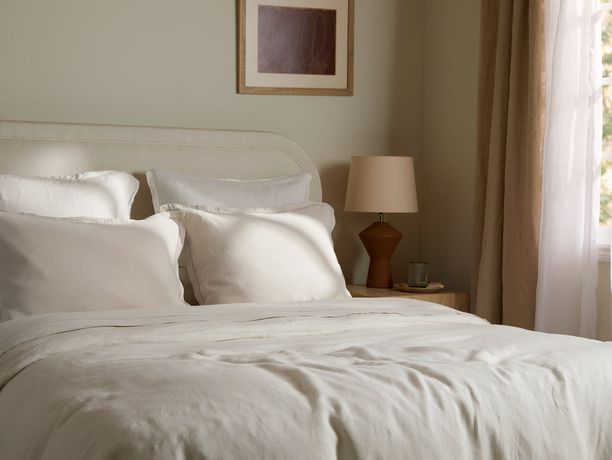 Linen Tencel Sham Set - FINAL SALE (Bone with Canyon) - Image 2