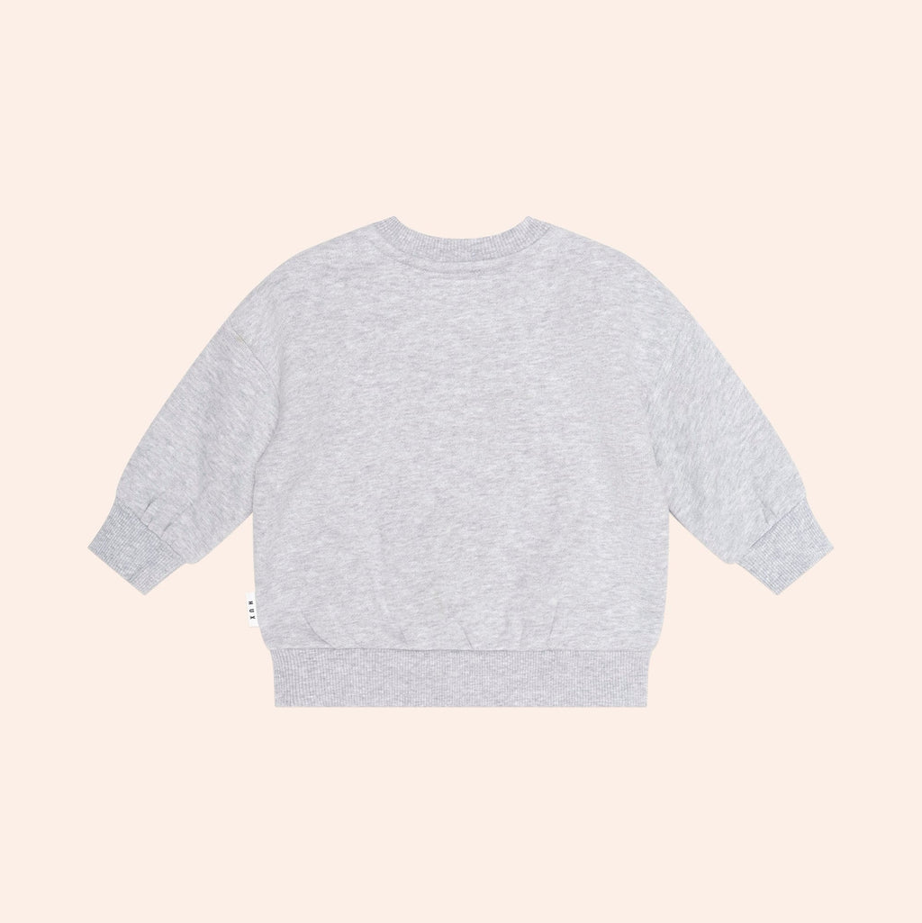Huxbaby Furry Huxbear Sweatshirt – Grey Marle, 12-18M - Image 2