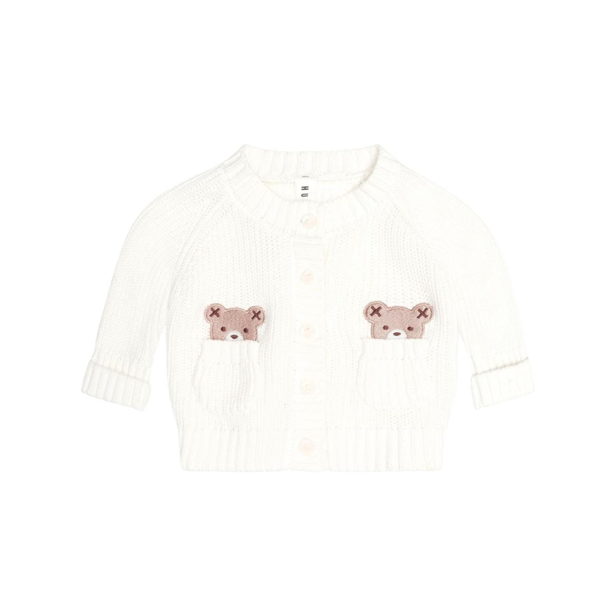 Huxbaby Peekaboo Hux Cardi – Almond Milk, 3-6M