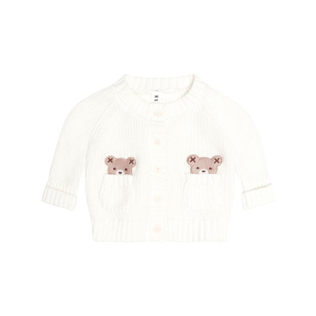 Huxbaby Peekaboo Hux Cardi – Almond Milk, Newborn