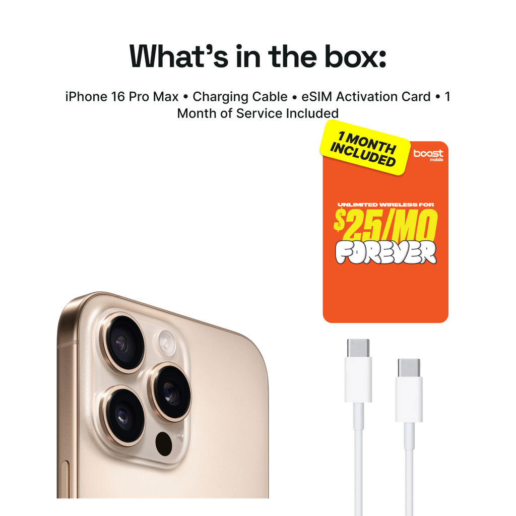 iPhone 16 Pro Max Connected Pack (Unlocked) + 1 Month Boost Mobile - Image 2