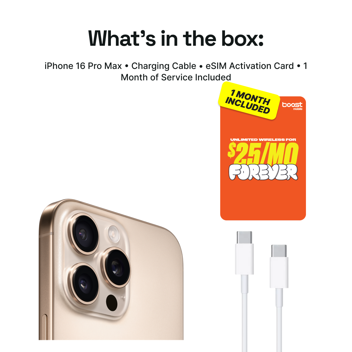 iPhone 16 Pro Max Connected Pack (Unlocked) + 1 Month Boost Mobile - Image 2
